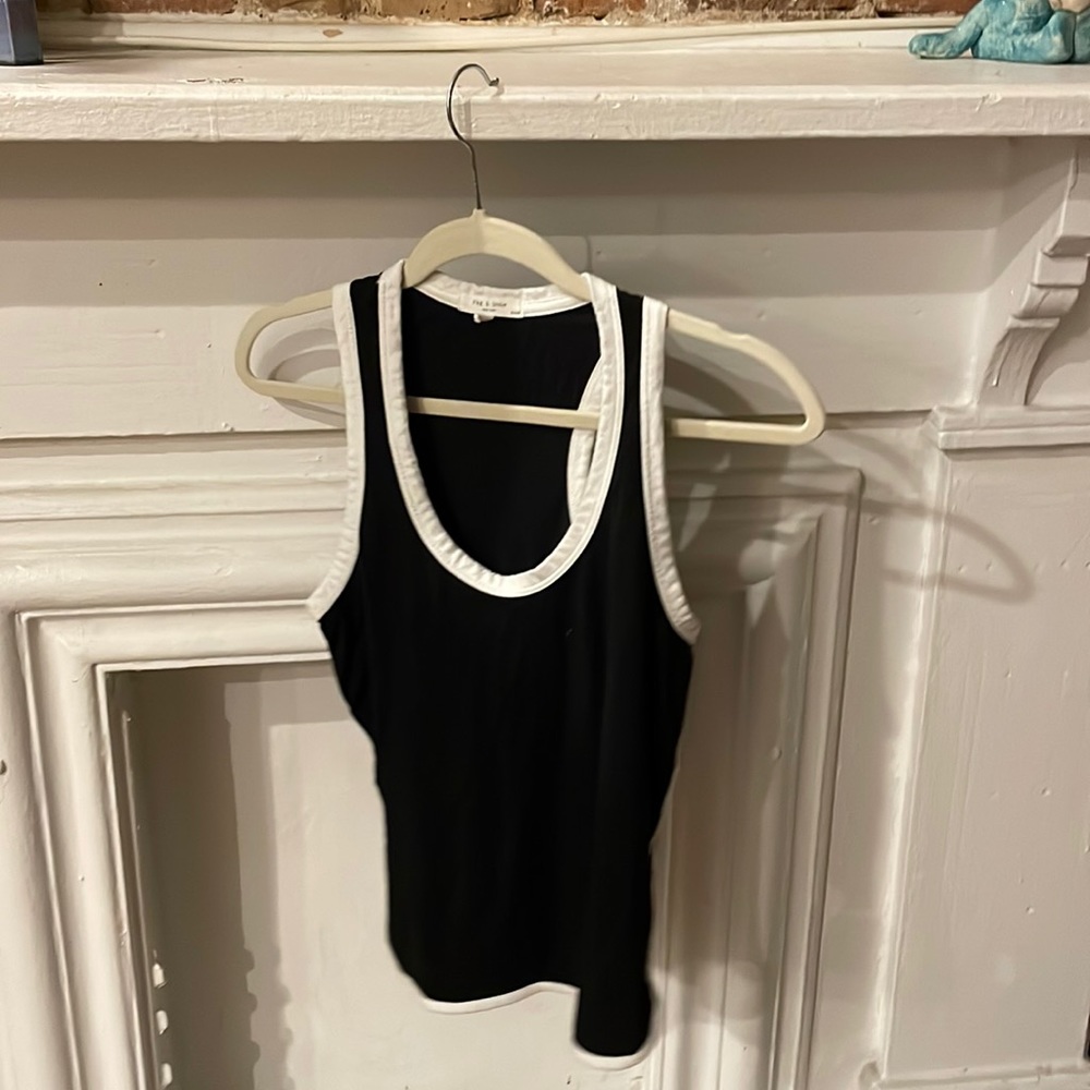 Rag & bone black racer back tank top with white detail